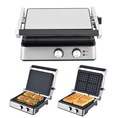 4 plakken Elektrische grill met afneembare borden wafelmaker Sandwich Panini Press Contactgrill 2200W uitwisselbare borden