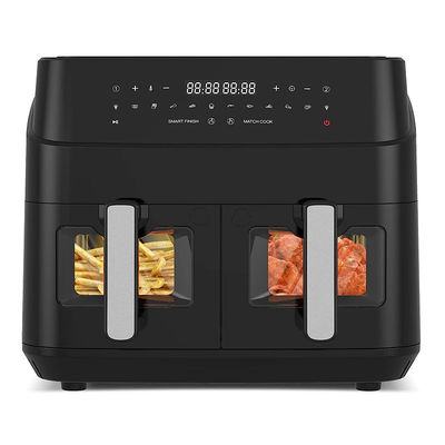 9L Dual Basket Air Fryer met glazen raam 2600W Smart Digital Dual Zone Air Fryer