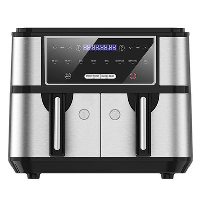 9L Dual Basket Air Fryer met glazen raam 2600W Smart Digital Dual Zone Air Fryer