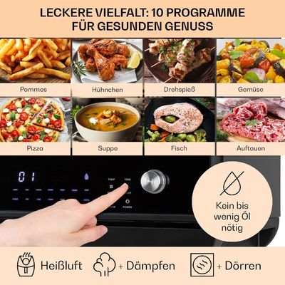 18L Dual Air Frye met stoom en droogfunctie 2450W Toaster Dehydrator Olievrij