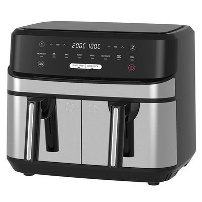 Olievrije Dual Zone Air Fryer 9L Grote voor gezin met 2 laden 10 presets 2400W Low Fat