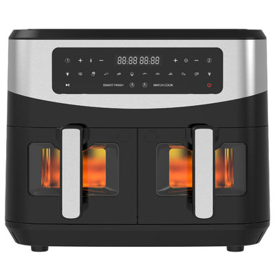 Olievrije Dual Zone Air Fryer 9L Grote voor gezin met 2 laden 10 presets 2400W Low Fat