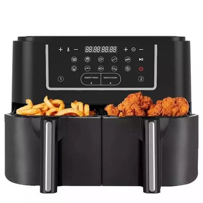 Smart 2400W Air Fryer Double met zichtbaar transparant raam 9L Digital Two Zone Technology