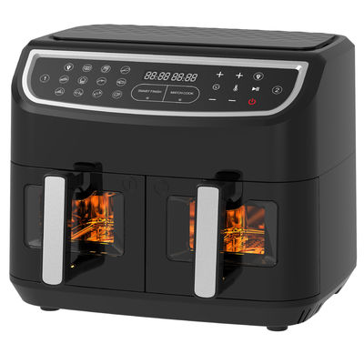 2400W 9L Dual Air Fryer Met Transparante Venster 12 Kookpreset