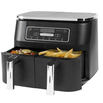Grote 9L Dual Air Fryer Met 10 In 1 Touch Presets Twee Zone Technologie
