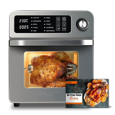 15L elektrische luchtfryers met rotisserie voor familie 10 in 1 roestvrij staal luchtfryer toaster oven grill