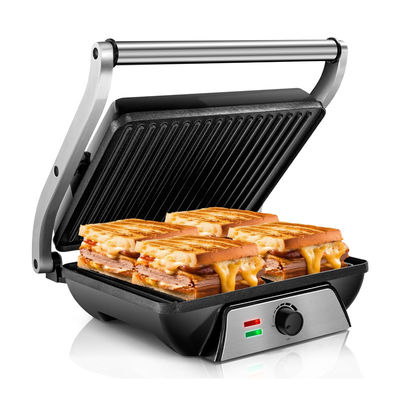 4 Slice Indoor BBQ Panini Electric Press Grill Met Temperatuur En Tijdknop Controle