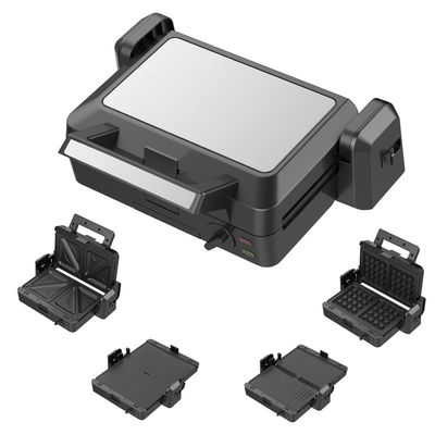 1200W afneembare contactgrill 3 platen 105 180 graden open temperatuur instellen knop elektrisch PTFE niet-stick voor huishoudelijke BBQ