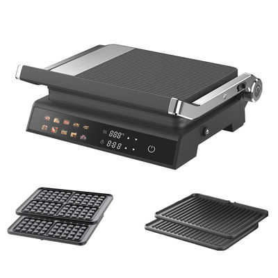 2000W Elektrisch Digitaal Contact Grill Display Verstelbare Temperatuur Controle Knob Timer Open 105 180 graden Met PTFE