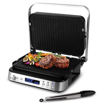 2000W Elektrisch Digitaal Contact Grill Display Verstelbare Temperatuur Controle Knob Timer Open 105 180 graden Met PTFE