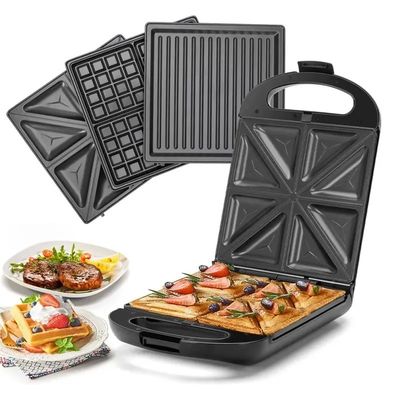 Non Stick PTFE Coating 2 Slice Waffle Maker Met Afneembare Sandwich En Pancake Maker