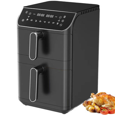 Dual Stack 12 kleuren presets 6+6l Electric Digital Air Fryer Sync Dual Cook Function met zichtbare venster oven type optie