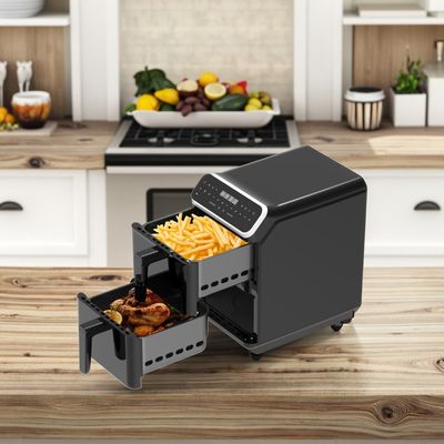 Dual Stack 12 kleuren presets 6+6l Electric Digital Air Fryer Sync Dual Cook Function met zichtbare venster oven type optie