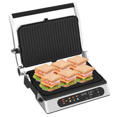 Elektrische digitale contact BBQ Rookloze grill Huishoudelijk kookapparaat Afneembare 6 slice Panini Maker Met sonde detecteren