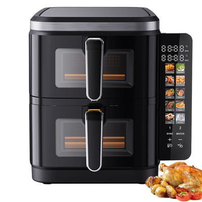 6l+6l Dubbelstapel luchtfryer 2800w Niet-klevende coating Modern vierkant digitale besturing Opvouwbaar Led Display Menu Elektrisch huishouden