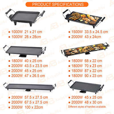 Anbolife 1800W elektrische teppanyaki grill met niet-klevend oppervlak