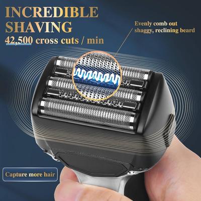Draagbaar Elektrisch Scheerapparaat voor Heren met 1000mAh Batterij USB Oplaadbaar Scheerapparaat met Folie voor Reizen en Dagelijks Gebruik