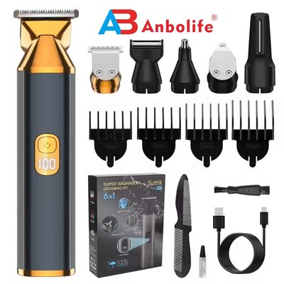 6 in 1 multifunctionele elektrische haarknijper met IPX7 waterdicht en 1,5 uur oplaadtijd voor mannen grooming