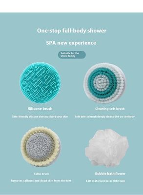 Volledig automatische oplaadbare elektrische badborstel met lange handgreep Silicone body massage scrubber