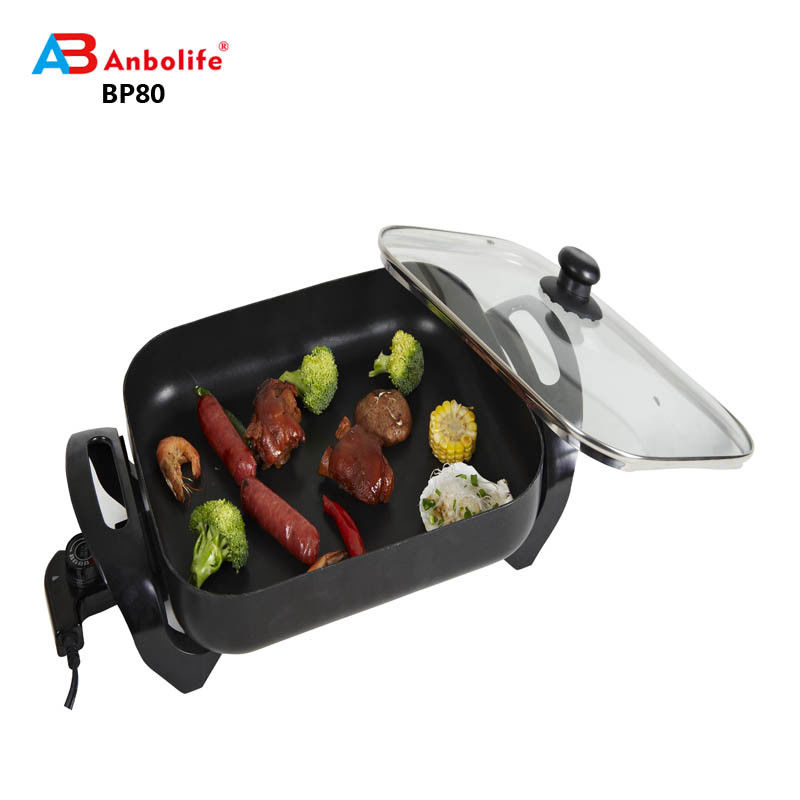 Elektrische Skillet door Culina 18/10 roestvrij staal, niet-stick interieur, met glazen deksel 12 inch Ronde Ptfe pfoa-vrij vaatwasser kluis