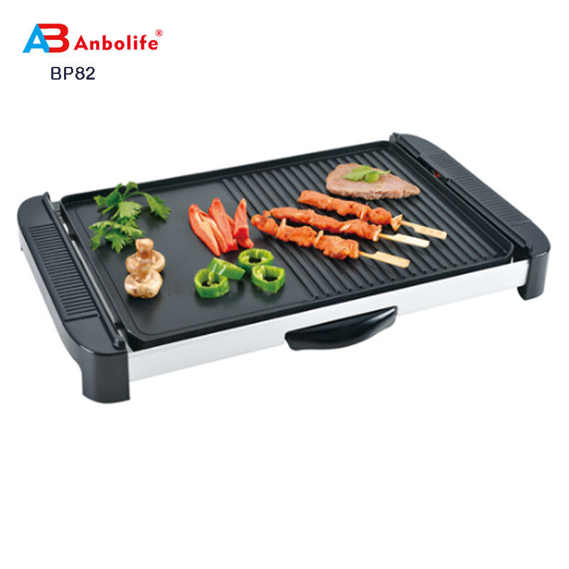 Anbo multifunctionele ronde elektrische pizzaoven met keramische coating elektrische barbecue-grill/elektrische grill/grillplaat met deksel