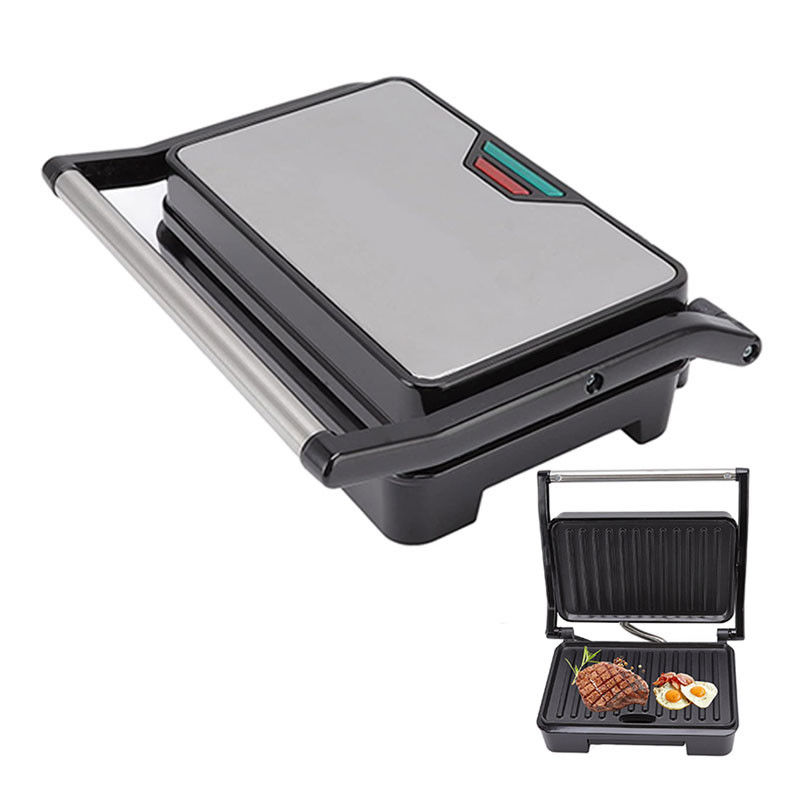 Panini Press Sandwich Maker Niet-stick oppervlak Dubbele verwarmer Roestvrij staal Ontbijt Maker Contact Grill Kaas Ei Bacon Steak