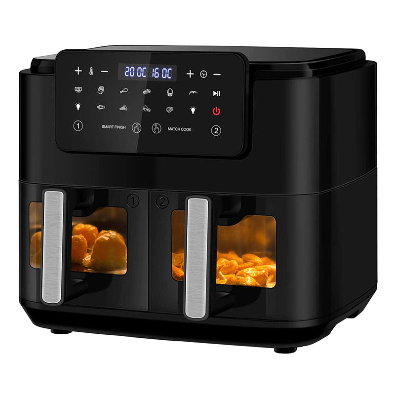 Olievrije Dual Zone Air Fryer 9L Grote voor gezin met 2 laden 10 presets 2400W Low Fat