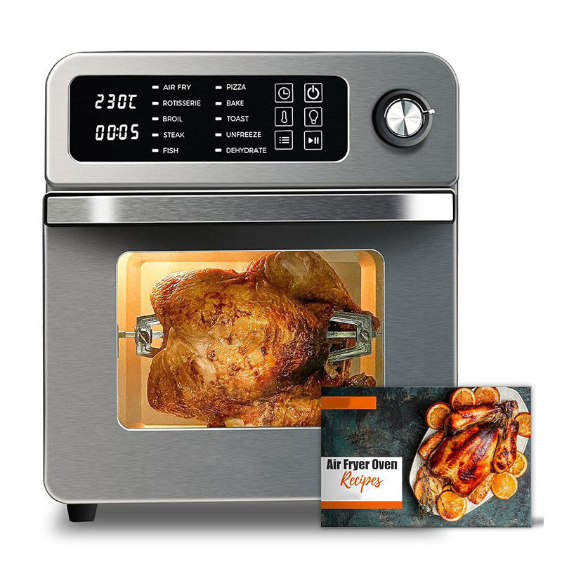 15L elektrische luchtfryers met rotisserie voor familie 10 in 1 roestvrij staal luchtfryer toaster oven grill