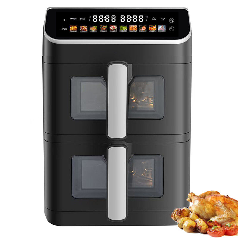 Dual Stack 12 kleuren presets 6+6l Electric Digital Air Fryer Sync Dual Cook Function met zichtbare venster oven type optie