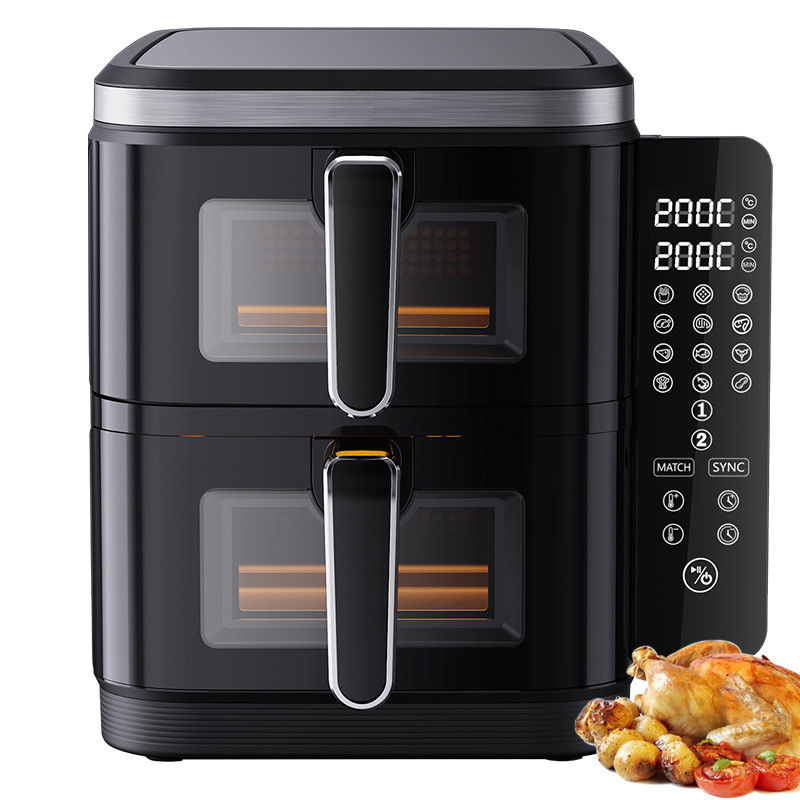 6l+6l Dubbelstapel luchtfryer 2800w Niet-klevende coating Modern vierkant digitale besturing Opvouwbaar Led Display Menu Elektrisch huishouden
