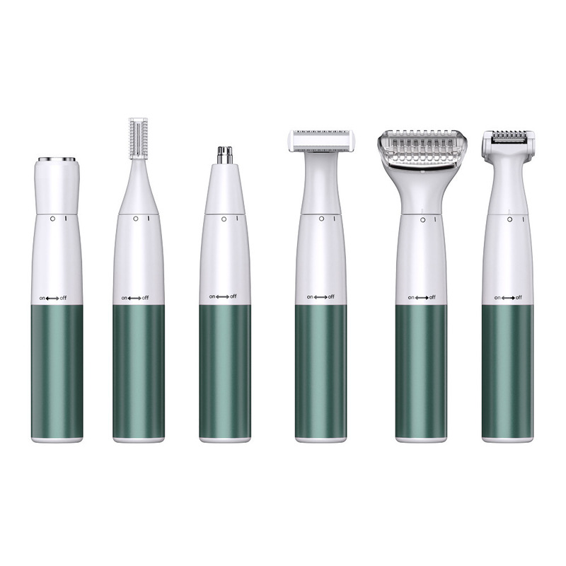 6-in-1 Multifunctionele vrouwen scheerapparaat met 1200mAh batterij roestvrij staal lemmet en gratis onderdelen